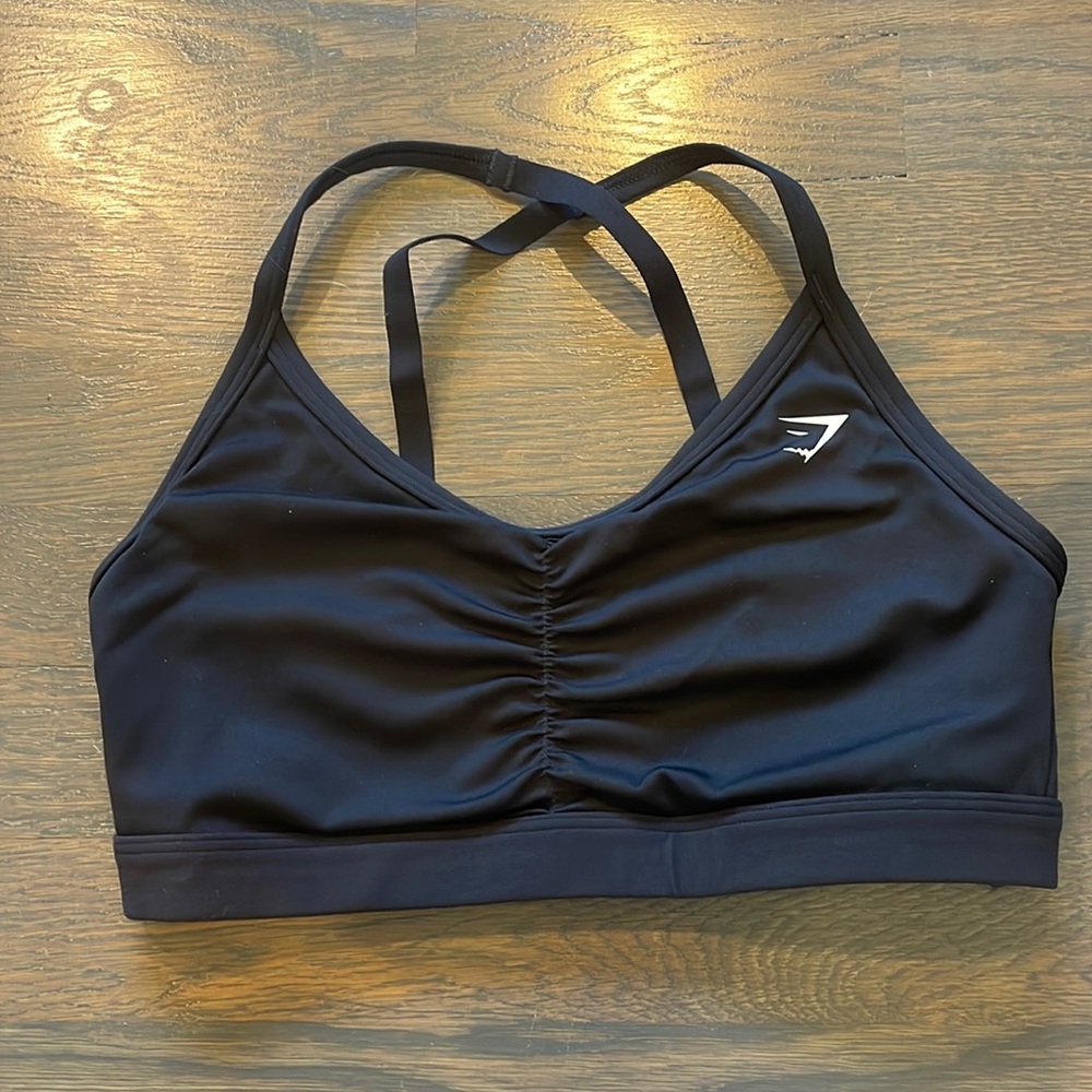 Gym Shark Black Ruched Sports Bra